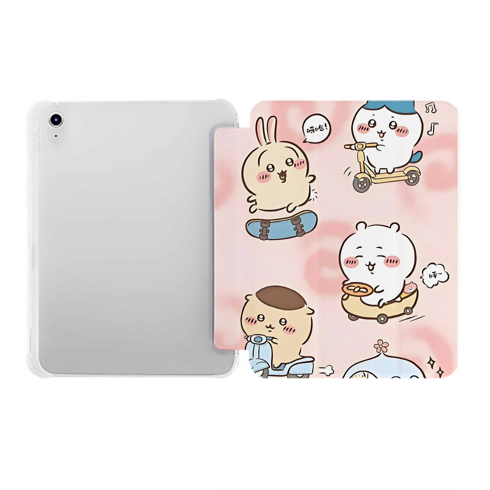 （画像用） ちいかわ Chii-kawa IPad ケース ペン収納付き 三つ折りスタンド PUレザー×シリコン 対応機種9.5/10.5/10.9インチ